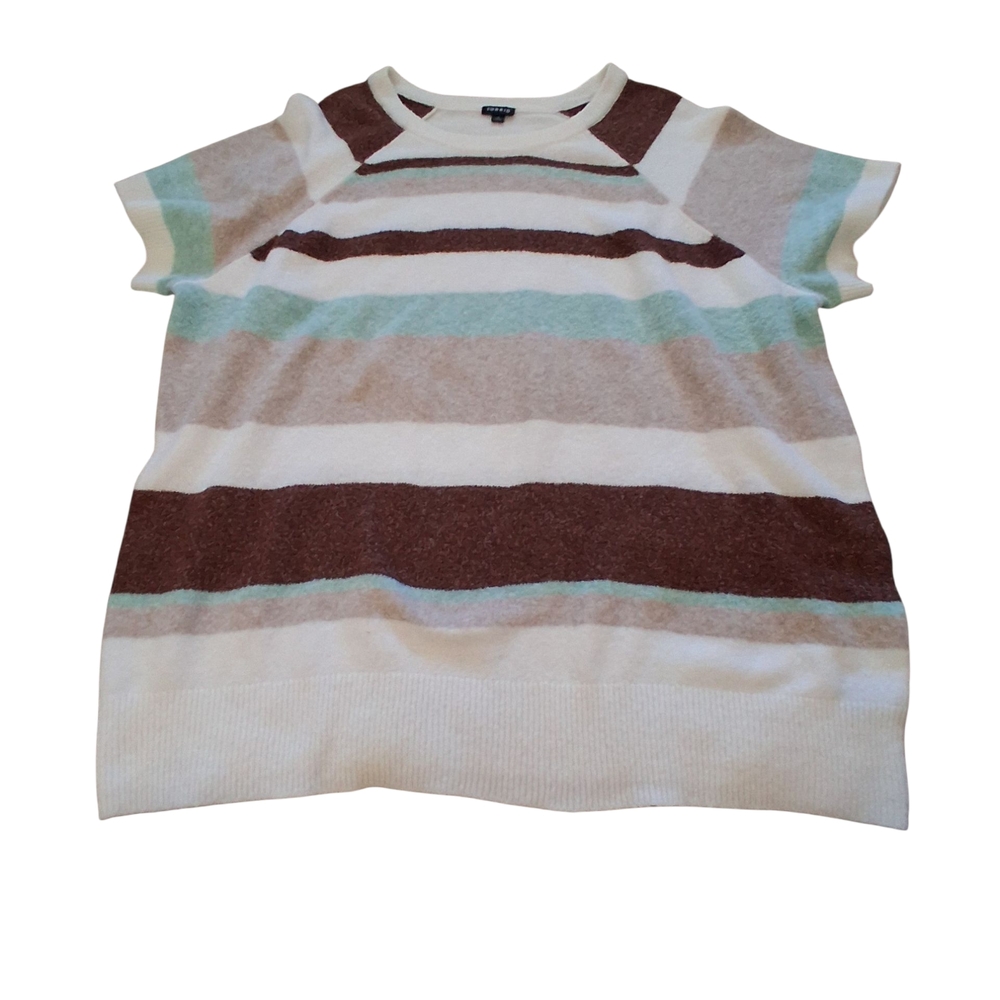 Torrid Striped Mini Sweater Dress - Brown, Cream, And Mint